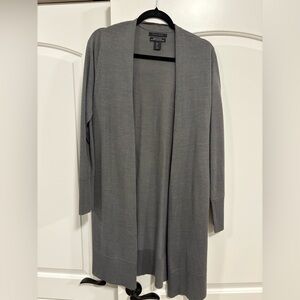 Tahari Merino Wool Charcoal Open Front Cardigan